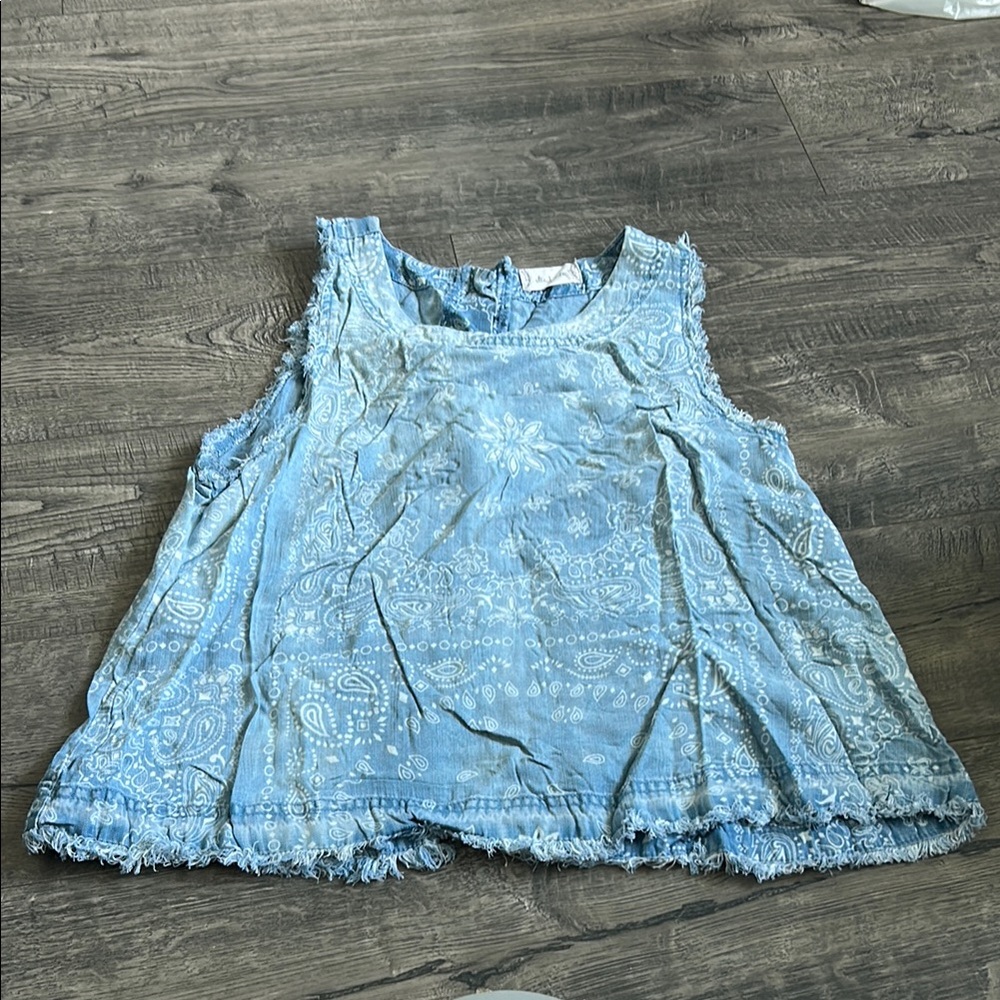 Light Blue Tank Top Paisley/Bandana Print Altar’d State Size Small